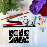 Crochet & Knit Collage Small Canvas Pouch Bag, Custom: Add shop's name