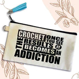 Crochet Addiction Small Canvas Pouch Bag