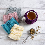 Beginner Ribbed Cup Cosy Knitting Kit: Slate Grey