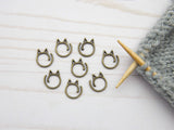 Antique Gold Cat Split Ring | Stitch Markers: Antique Brass