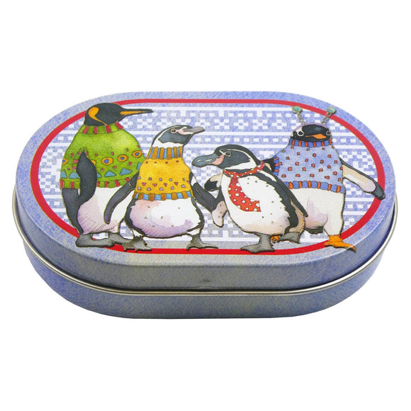 Penguins In Pullovers- Mini Hinged Oval Tin