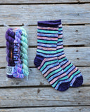 Striped Socks Knitting Kit: Cinnamint