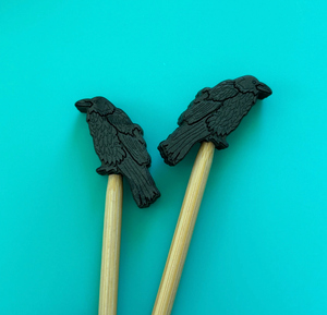 Knitting Needle Point Protectors - Raven Crow