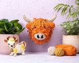 Mini Highland Cow Head Knitting Kit: Don't include knitting needles / Light Brown