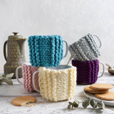 Beginner Ribbed Cup Cosy Knitting Kit: Slate Grey