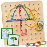 Wooden Geoboard with rubber bands
