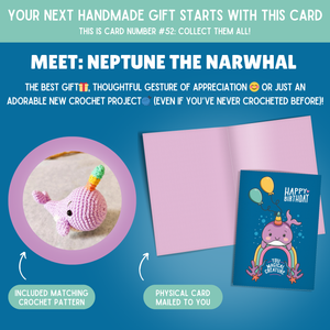 Birthday Card & Narwhal Crochet Pattern: Greeting Card & Pattern