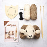 Mini Ram Head Knitting Kit: Cream and Brown / Don't include 5mm (US 8) needles