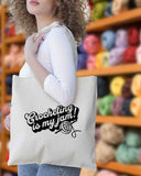 Crocheting and Knitting Is My Jam Recycled Canvas Tote Bag: Knitting Jam