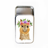 Flower Alpaca Stitch Marker Storage Tin: Large (slide style)