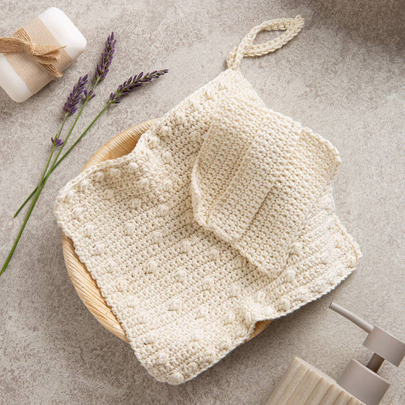 Face Cloth and Scrub Pad Beginner Crochet Kit: Cream