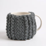 Beginner Ribbed Cup Cosy Knitting Kit: Slate Grey