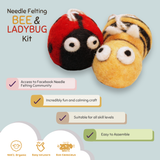 DIY Needle Felting Kit - Bee and Ladybug