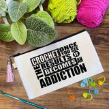 Crochet Addiction Small Canvas Pouch Bag