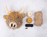 Mini Highland Cow Head Knitting Kit: Don't include knitting needles / Light Brown