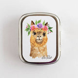 Flower Alpaca Stitch Marker Storage Tin: Large (slide style)