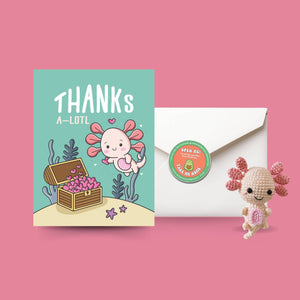 Thank You Card & Axolotl Crochet Pattern: Greeting Card & Digital Pattern