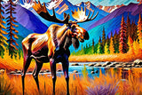 Colorful Moose wildlife forest mini jigsaw puzzle tube gift