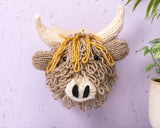 Mini Highland Cow Head Knitting Kit: Don't include knitting needles / Light Brown