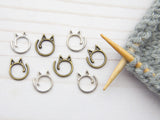 Antique Gold Cat Split Ring | Stitch Markers: Antique Brass