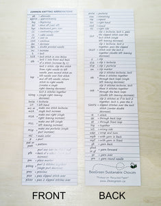 Knitting Abbreviations Bookmark