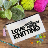 Love Knitting Small Canvas Pouch Bag, Custom