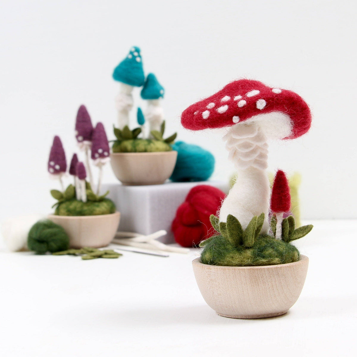 Needle Felting Kit, Crimson Toadstool – Sweet Pea Fiber