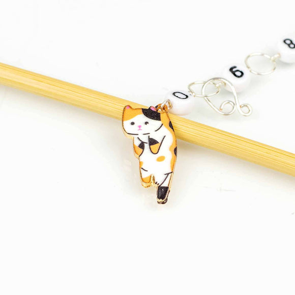 Calico Cat Knitting Chain Row Counter: Small (up to US 4 needle / E hook)