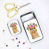 Flower Alpaca Stitch Marker Storage Tin: Large (slide style)