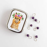 Flower Alpaca Stitch Marker Storage Tin: Large (slide style)