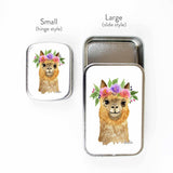 Flower Alpaca Stitch Marker Storage Tin: Large (slide style)