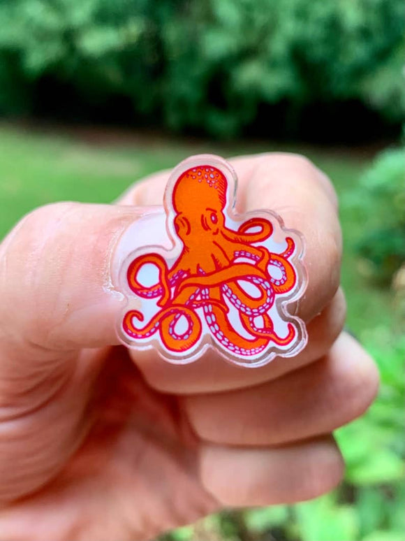 Orange Octopus Pin