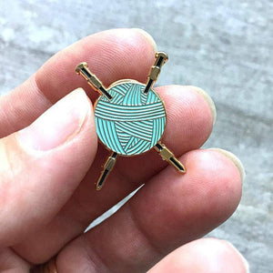 Knitting Needles and Yarn Enamel Pin Flair