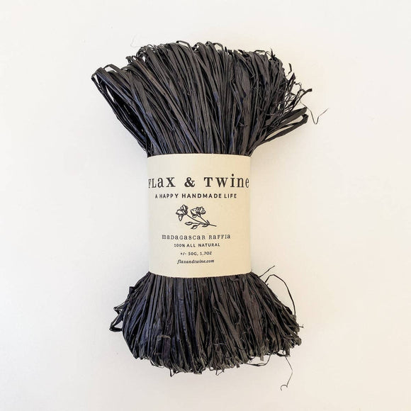 Flax & Twine Madagascar Raffia: Black