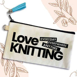 Love Knitting Small Canvas Pouch Bag, Custom