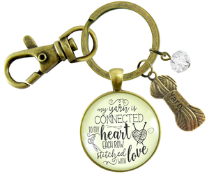 Knitting Keychain Yarn is Connected Heart Knitters Quote